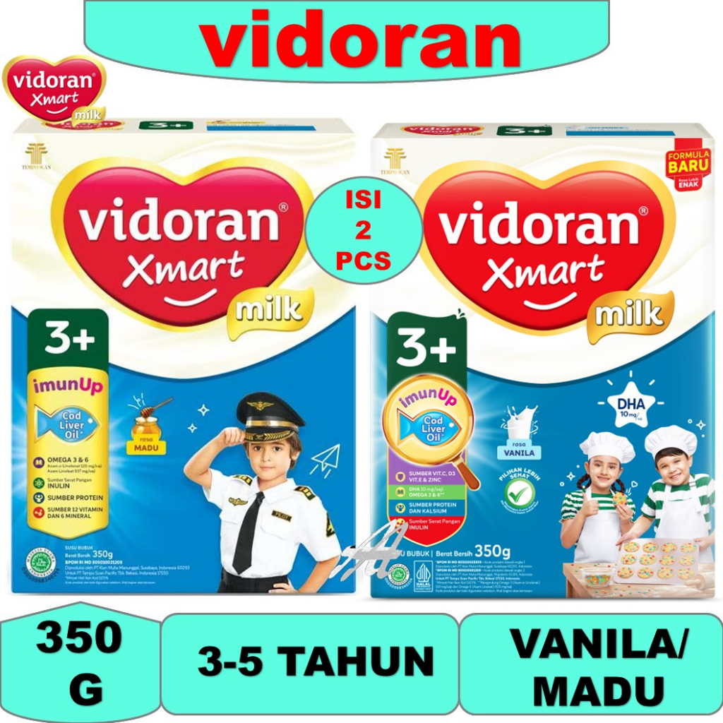 

ISI 2 BOX Susu VIDORAN XMART 3 + rasa vanila dan madu kemasan 350 gr vidoran vanilla vidoran madu