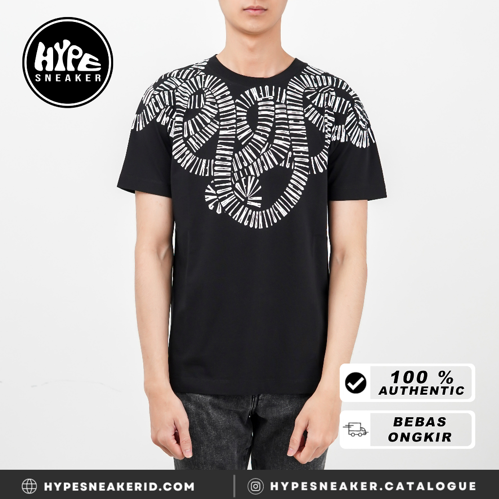 Kaos MARCELO BURLON SNAKE WINGS WHITE BLACK Tshirt 100% ORIGINAL