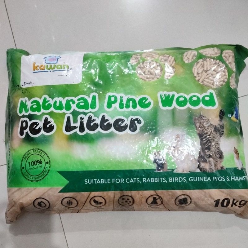 Grab / Gojek Pellet Kayu Pasir Kucing Kelinci Kawan Natural Pine Wood Pellet 10kg