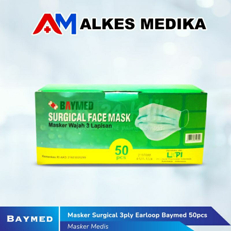 Masker Surgical 3ply Earloop Baymed 50pcs