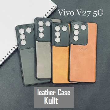Softcase Leather Kulit Vivo V27 5G / V27E - Case Leather Case Kulit Logo Elegan Casing Slim Fit