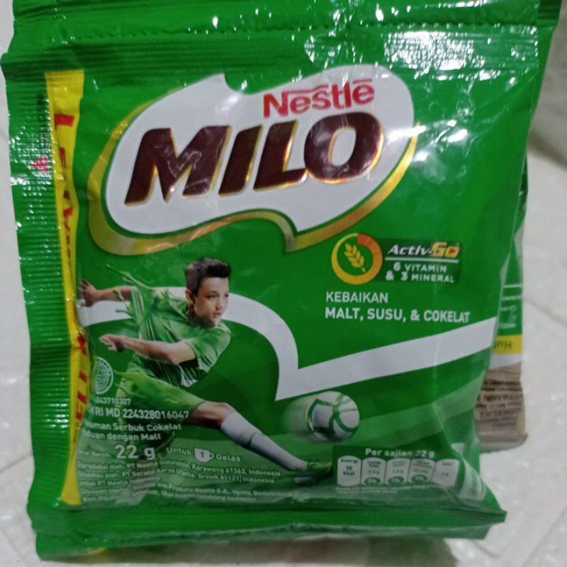 

milo coklat 22 gram renceng isi 10 free 1