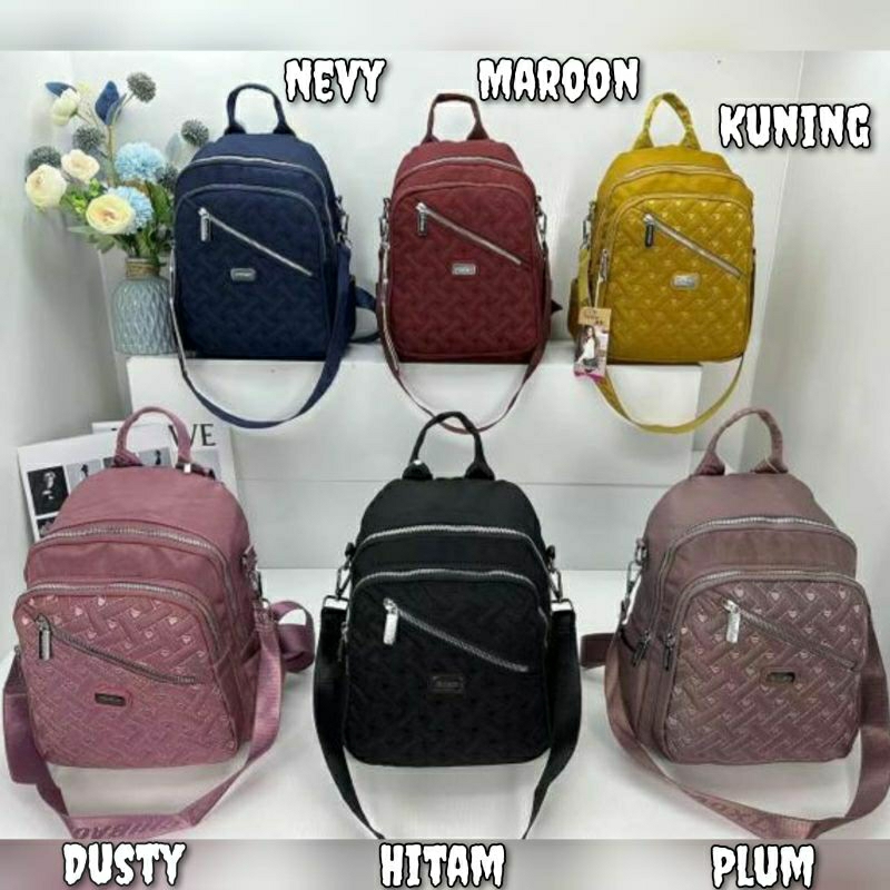 Tas Wanita Ori Chibao Kanvas 2in1 Bisa Ransel Slempang CB0861 6sleting