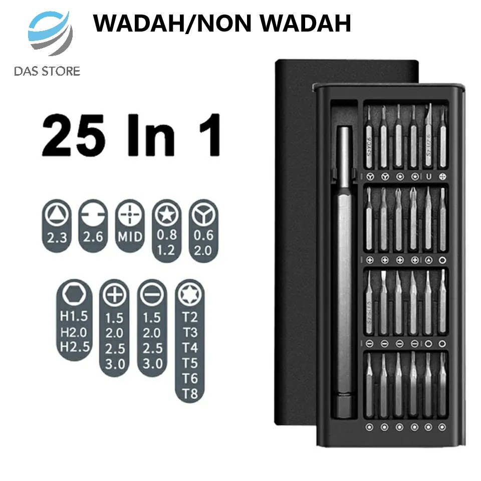 Obeng Set 24 Magnetic Premium Baut Kecil Reparasi HP Laptop Jam Tangan