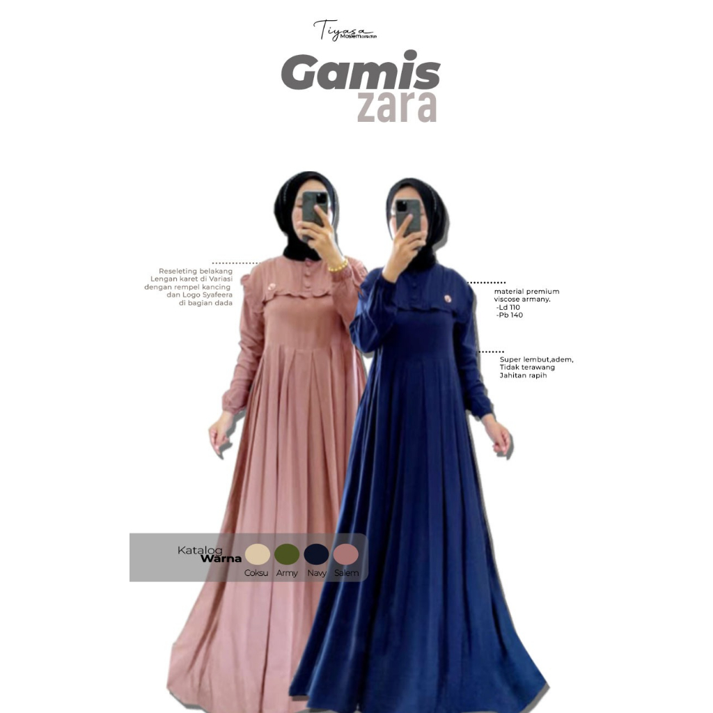 DRESS ZAHRA BY SYAFEERA | BAHAN VISCOSE ARMANI UKURAN ALLSIZE GAMIS MURAH TERBARU