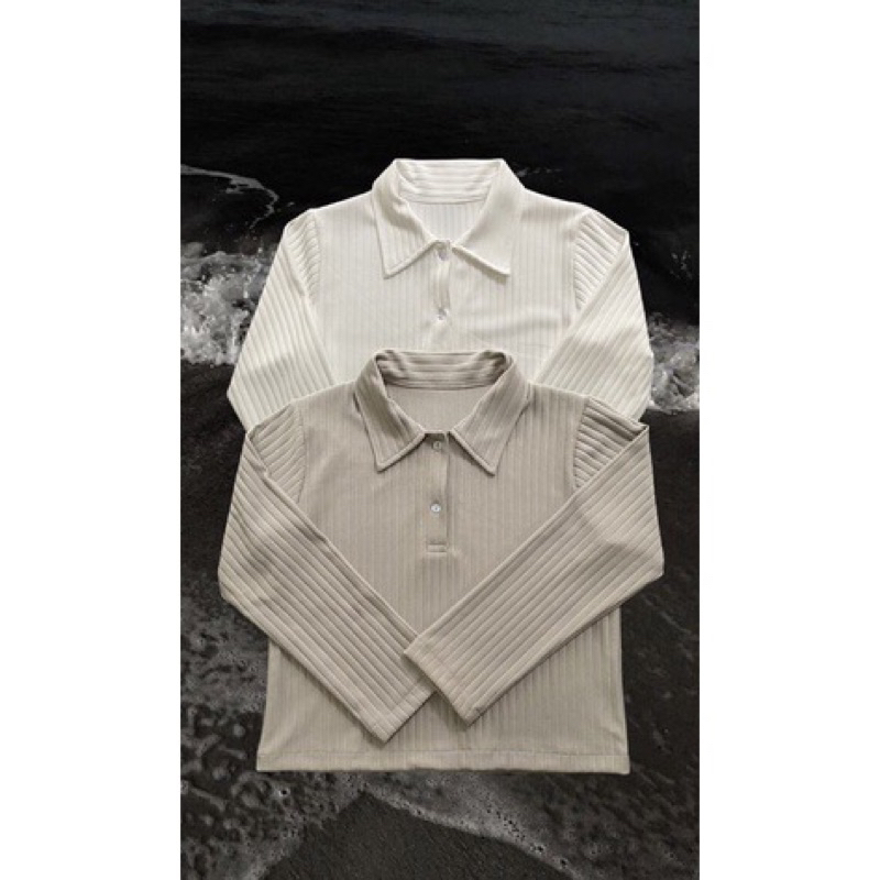POLO KNIT TOP / KNITTED POLO SHIRT / HORNET TOP / KEMEJA POLO SHIRT LENGAN PANJANG / TOP LONGSLEEVE 
