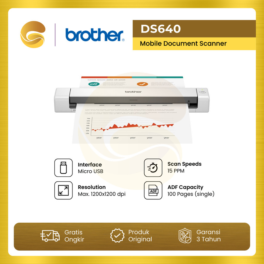 BROTHER Scanner DS640 Portabel Compact Mobile Scanner Brother DS 640