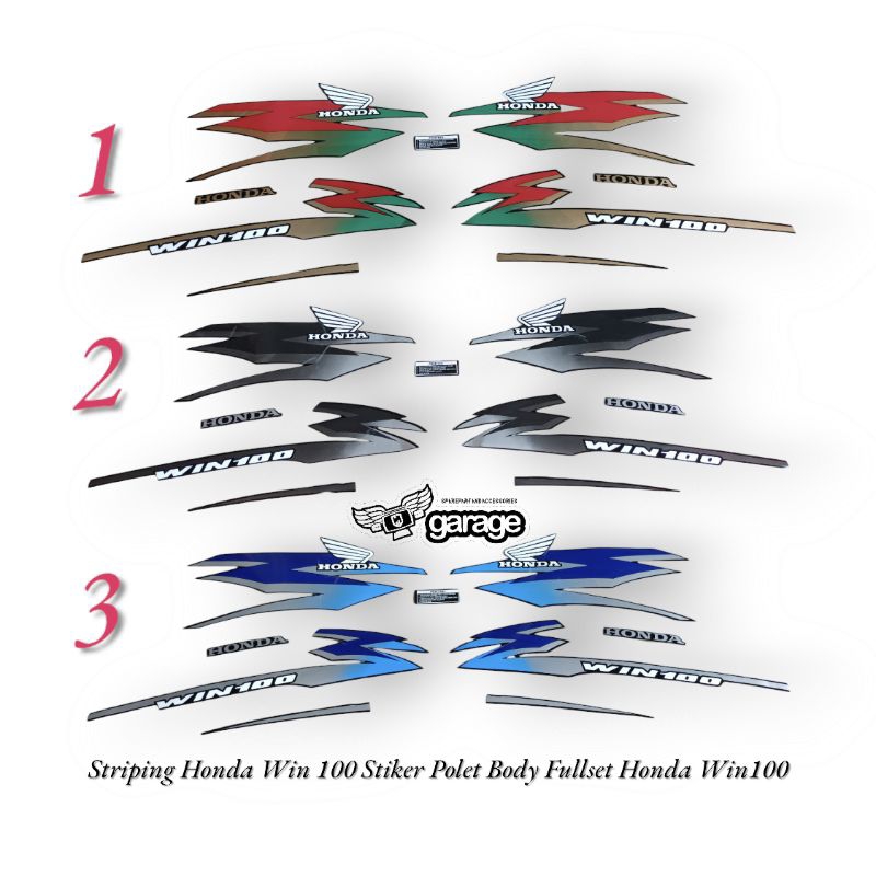 Striping win Lis Body Honda Win 100 Stiker Polet Body Fullset Honda Win100