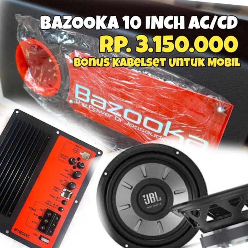 AKTIVE SUBWOOFER BAZOOKA PREMIUM 10 INCH SUPER HOREG BUAT RUMAH DAN MOBIL