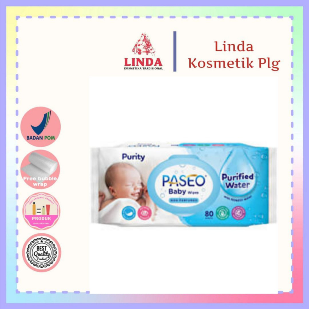 PASEO BABY WIPES PURIFIED WATER 80 SHEETS