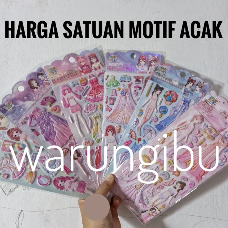 Dress Up Girls Sticker Gambar Tempel Stiker Boneka Putri Baju Mainan Orang Orangan Reward Anak