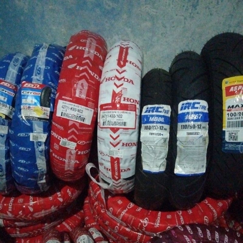 BAN LUAR DEPAN BELAKANG MOTOR HONDA SCOOPY NEW 110/90-12 100/90-12 TUBELESS TUBLES SCOPY DONAT ESP K