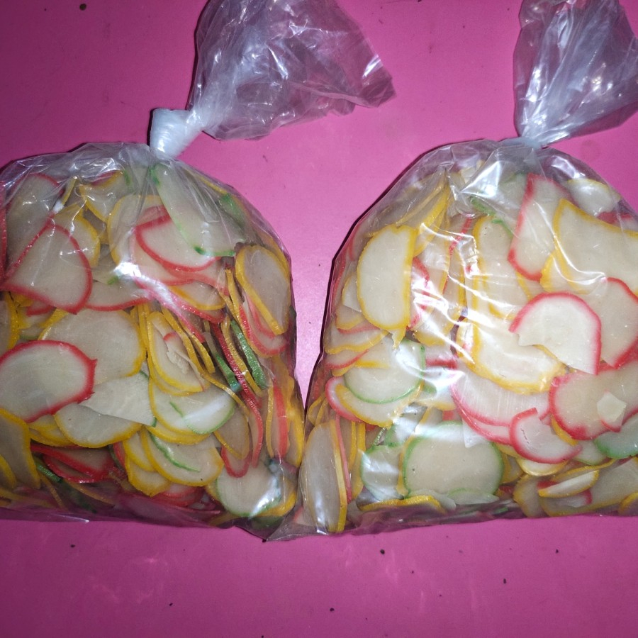 

Kerupuk bawang warna warni seperapat