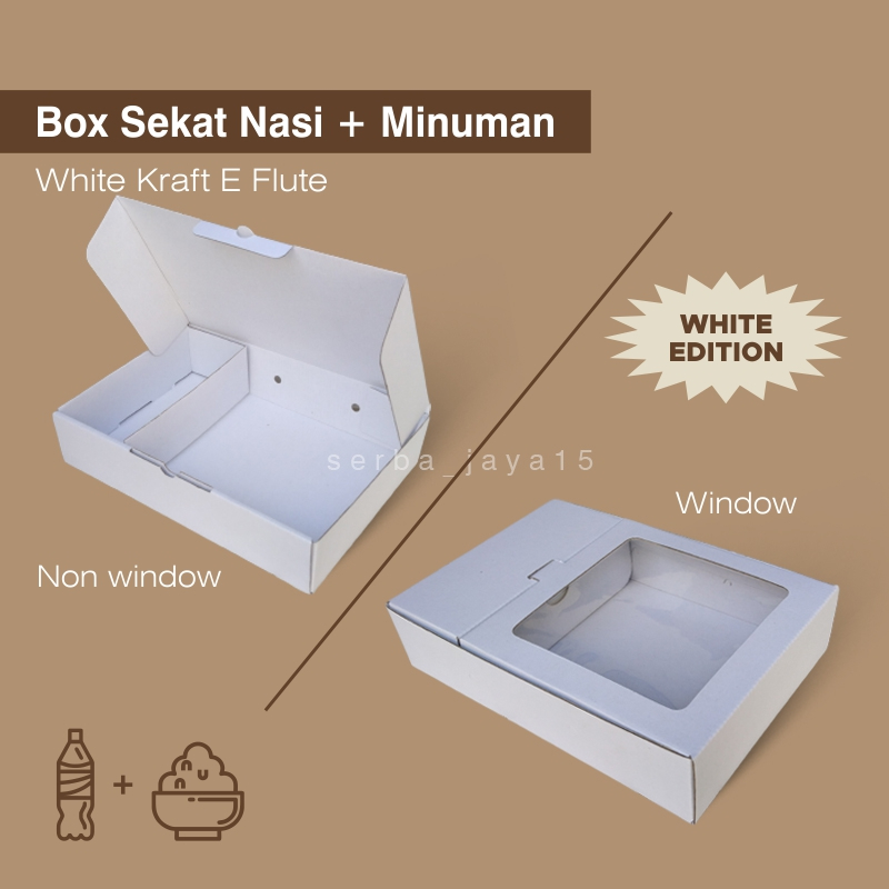 

[ALL WHITE] BOX SEKAT NASI + MINUMAN KARDUS SEKAT EFLUTE 20 DAN 22 PUTIH