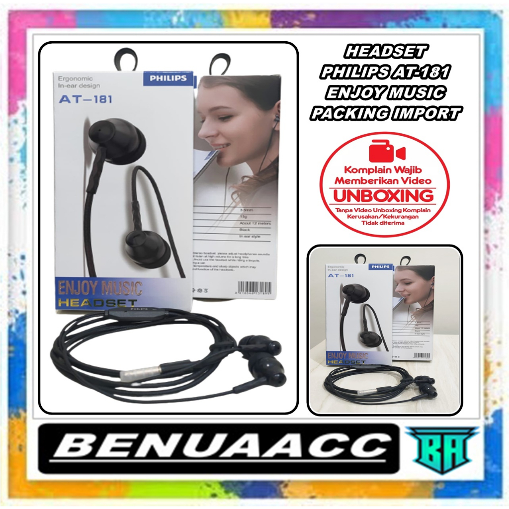 (ba) HF HEADSET PHILIPS AT-181 ENJOY MUSIC PACKING IMPORT