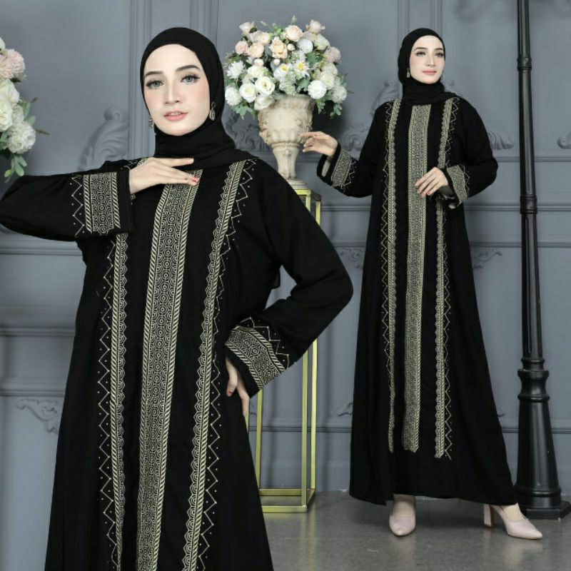 Baju Gamis Abaya Arab Hitam / Gamis Abaya  Turkey / Gamis Abaya Bordir /Abaya Hitam / Baju Gamis