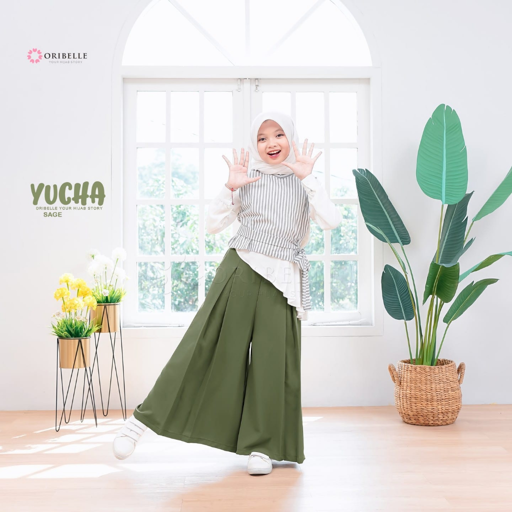 Setelan Baju Gamis Dress Pakaian Muslim Anak Perempuan Umur 10-14 Tahun Oribelle Kids Yucha Premium 