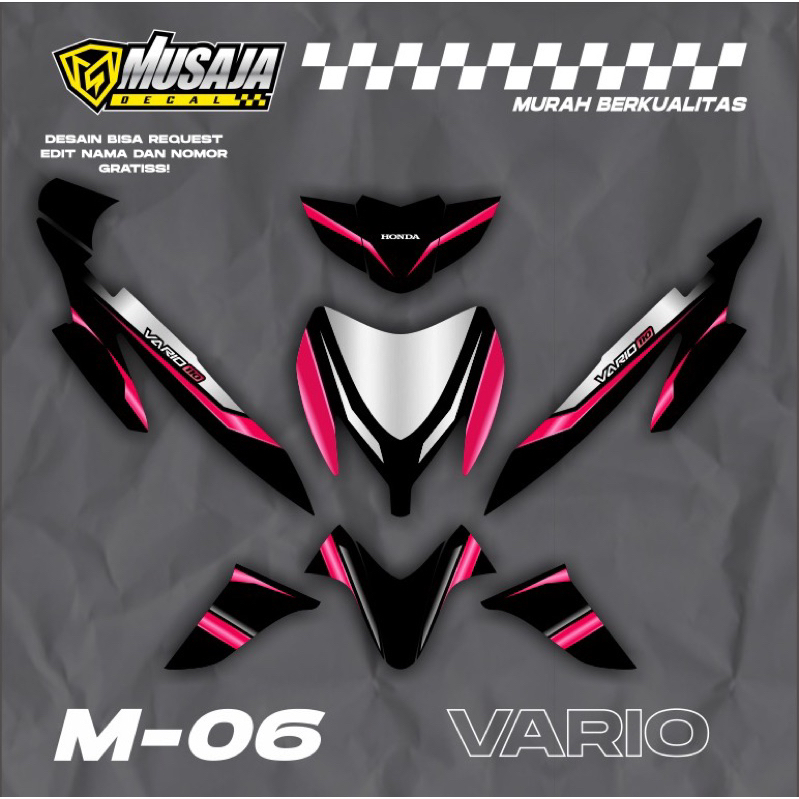 decal vario 110 old karbu hitam silver mangeta keren fullbody - dekal vario110 superglossy atau doff