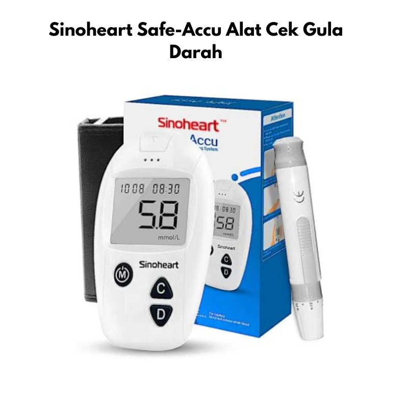SINOCARE Sinoheart Safe-Accu | Alat Tes Gula Darah (50 Strip)| Alat ukur Gula Darah| Alat deteksi Gula Darah