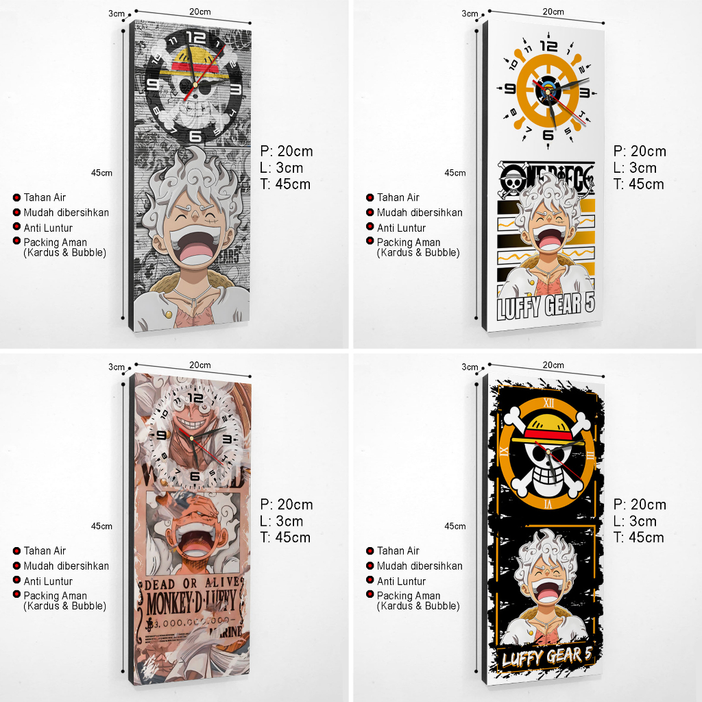 Jam Dinding One Piece Gear 5 Bounty Luffy Hiasan Dinding Kamar