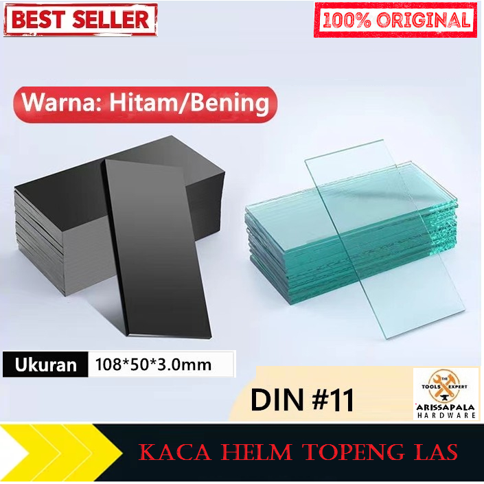 Kaca Kedok Las DIN11 Hitam Bening Kaca Las Kaca Helm Las Topeng Las NO11
