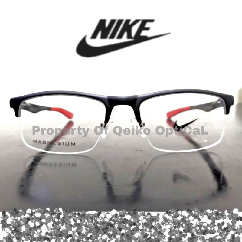 Kacamata Frame Pria Titanium Carbon Half Sporty Nike C8-S52 M.Silver