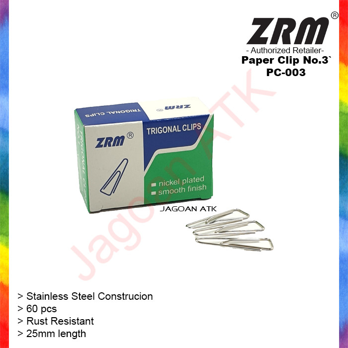 

Trigonal Paper Clips / Klip Kertas Trigonal ZRM No.3 PC-003 1 Pack 10 Box