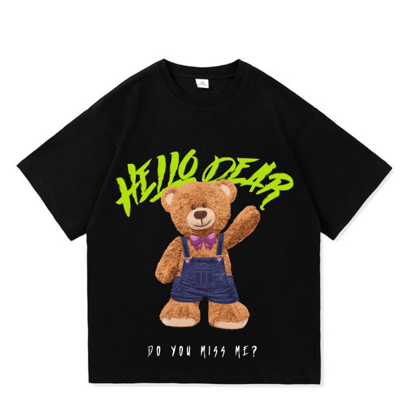T-shirt Kaos Oversize Teddy Bear Hitam Described