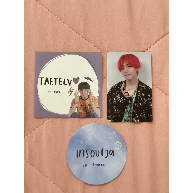 Taehyung Photocard BLURAY memories 2018, Taehyung merah, Photocard bluray BTS, BTS photocard bluray