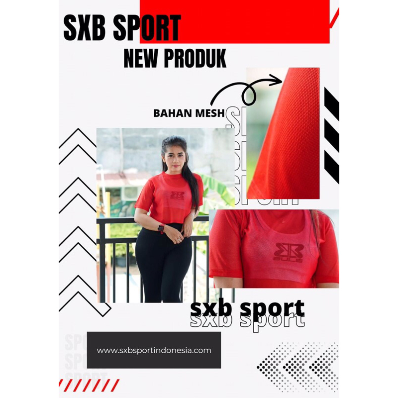 PABRIK BAJU OLAHRAGA MURAH SXB RED MESH NEW SHORTSLEEVE CROPED