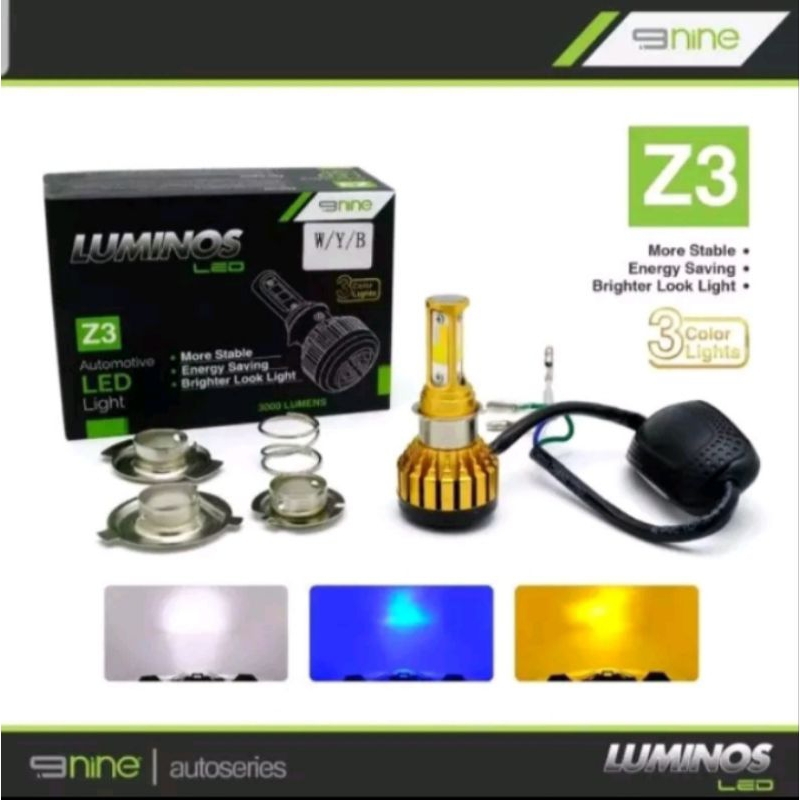 LAMPU LED UTAMA MOTOR H6 H7 H4 LUMINOS Z3 BISA 3 WARNA HI LOW SUPER