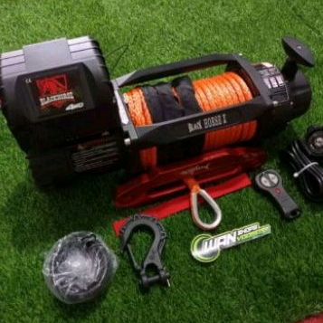 Winch Black H 13000 LBS Kapasitas 6 Ton Tali Plasma 12V 24V Gen 2 Tali Derek Mobil