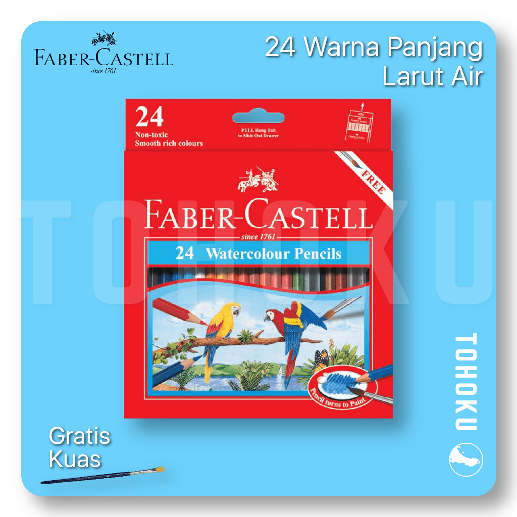 

24 Pensil Warna Air - Faber Castell Watercolour Pencils 24