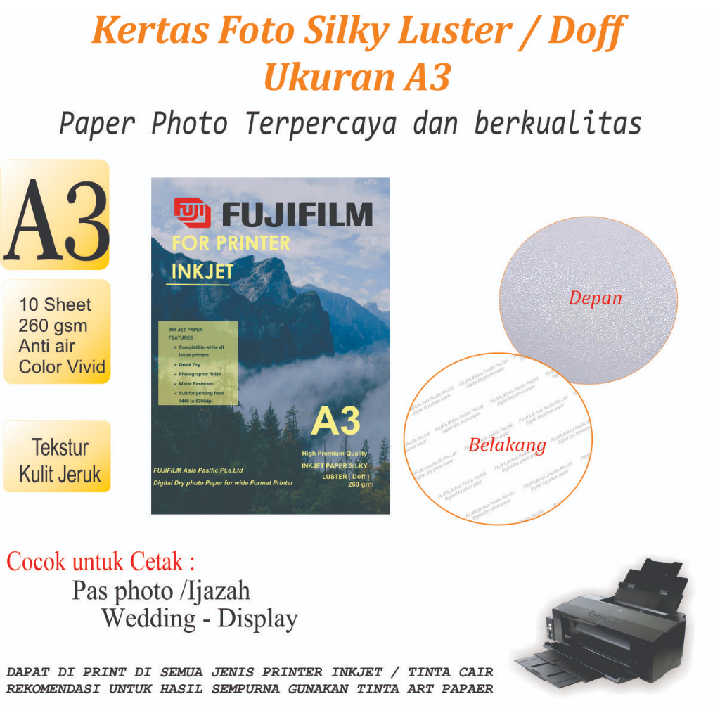 Kertas Foto Fujifilm A3 Silky Doff