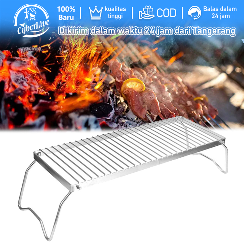 Rak Kompor Camping Stainless Folding BBQ Grill Rack Outdoor Camping