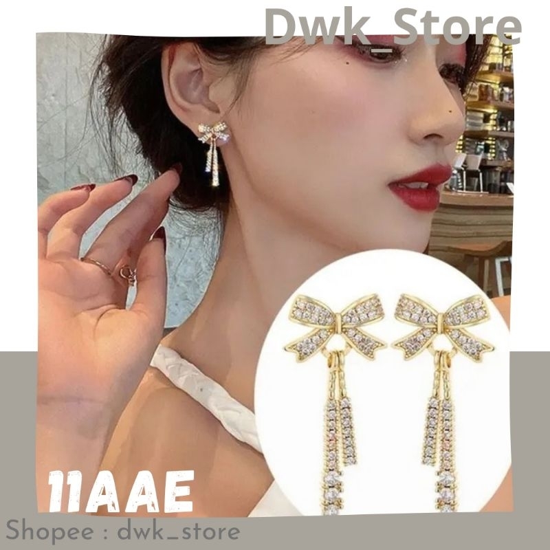 Anting Emas Model Pita Manis Panjang / Anting Hijab Panjang / anting Stud Pita Emas Panjang Berlian 