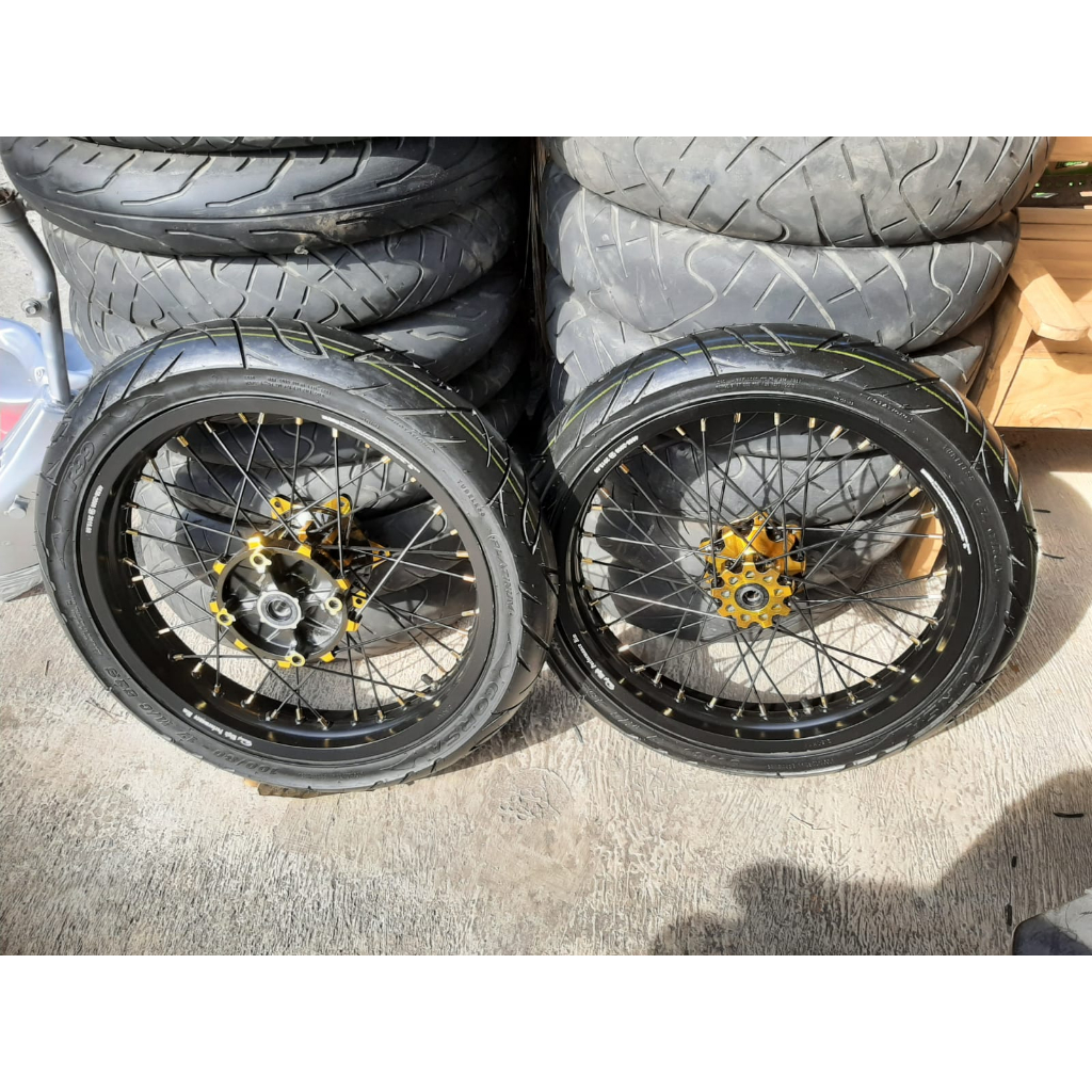 rakitan roda semi cacing crf 150 l wheelset crf ukur 250 rata depan belakang ban baru