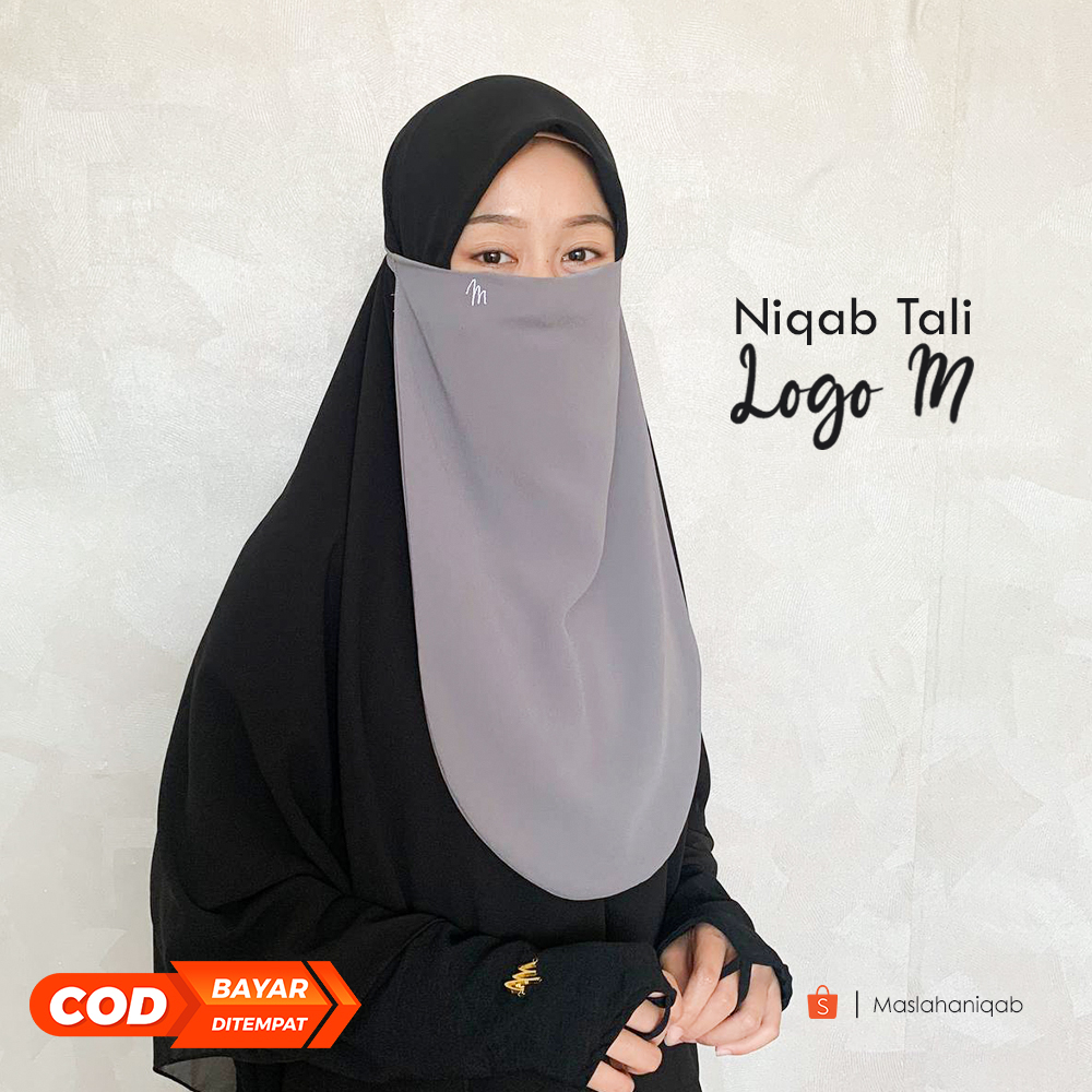 Maslaha Niqab l Niqab Tali Logo M l Cadar Tali Babydoll Tanpa Jahitan Dibawah Mata