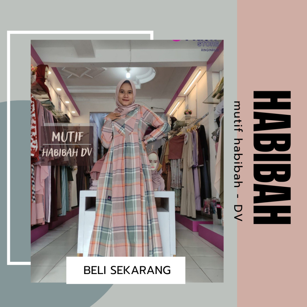 MUTIF HABIBAH DV / GAMIS MUTIF / GAMIS DEWASA / GAMIS MOTIF KOTAK KOTAK / GAMIS TERBARU / GAMIS MUTI