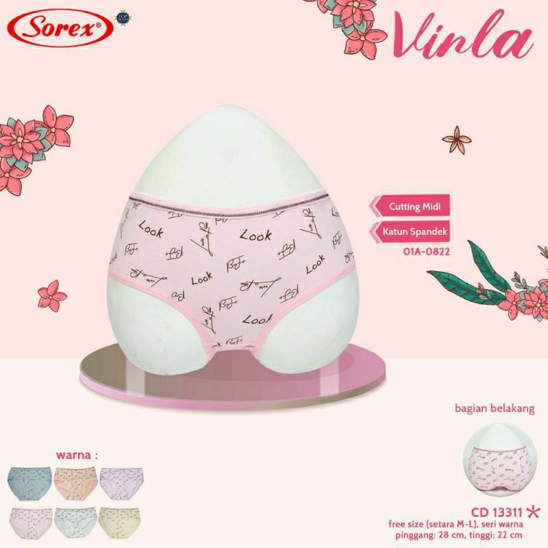 CD MOTIF 13311 13314 SOREX - Celana Dalam Wanita Sorex 13311  13314 Khusus Ukuran L Fit To XL Celana
