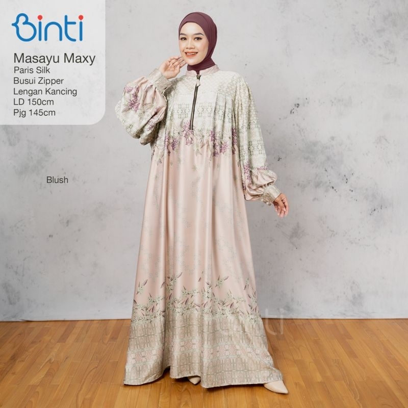 Binti Masayu Maxi Gamis Kondangan Jumbo Bahan Paris Silk Ukuran LD 150 PB 145