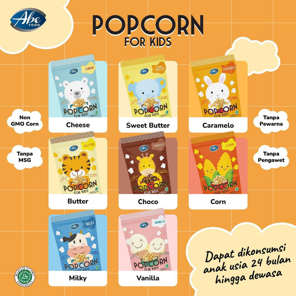 

[BEBIBELLE] Snack Bayi & Snack Anak Abe Food Popcorn Kidu Baby