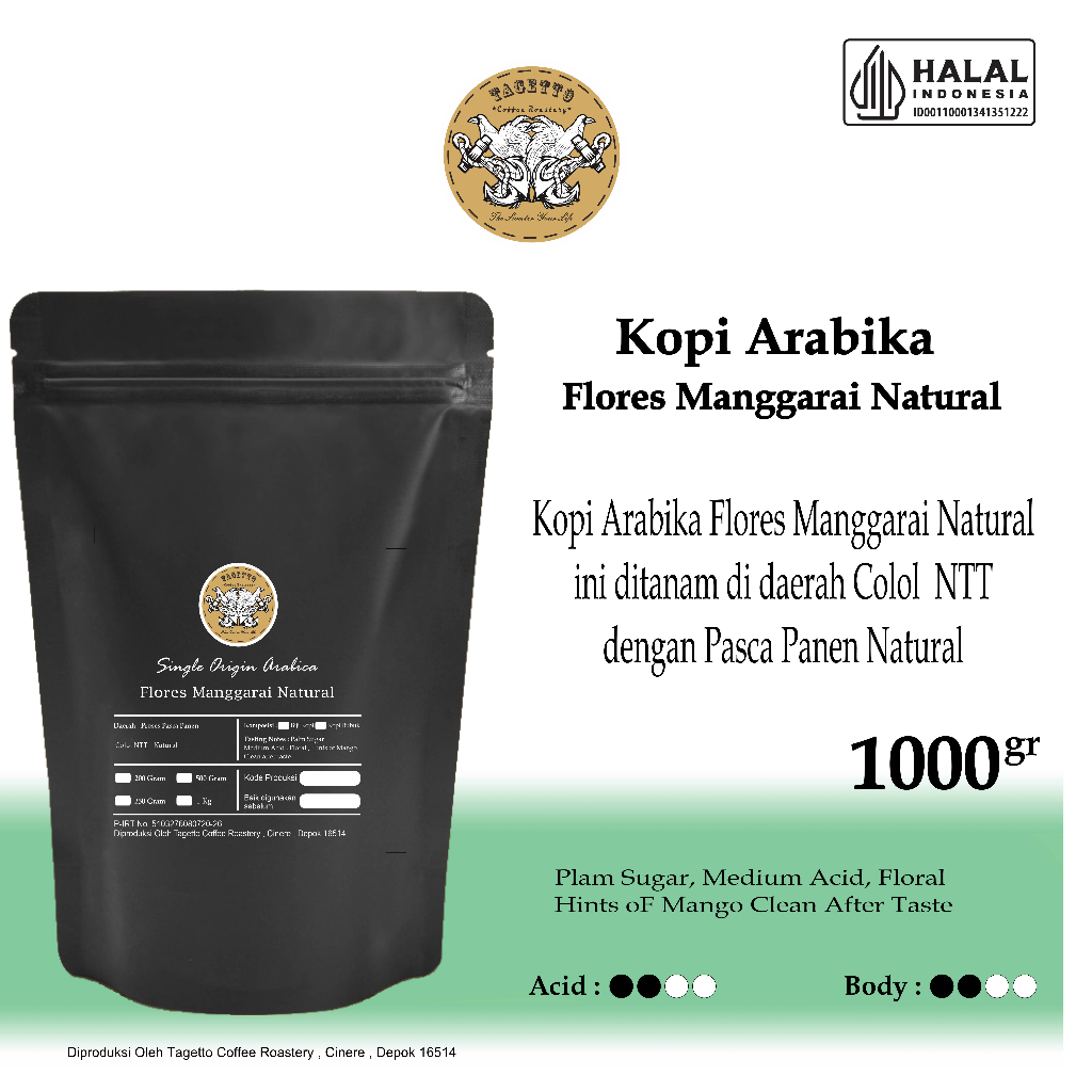 

KOPI ARABIKA FLORES MANGGARAI NATURAL 1KG BIJI ATAU BUBUK SPECIALTY