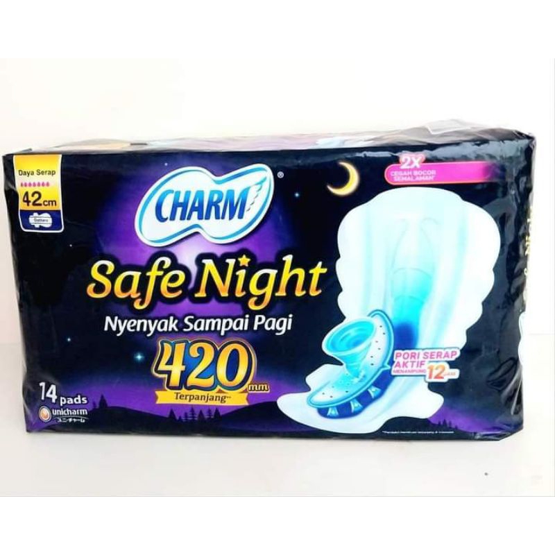Charm Safe Night 42cm 14pads / Pembalut Charm