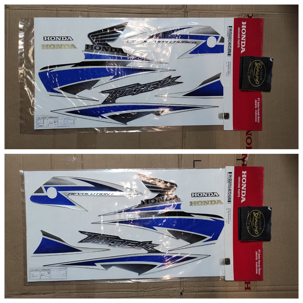Striping Sticker Body Kiri-Kanan GREY SILVER (1 set) Honda Tiger Revolution Cruiser 871X0-KCJ-640ZCL
