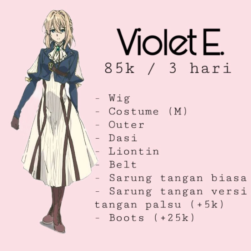 Berkualitas Rental Costume Violet Evergarden