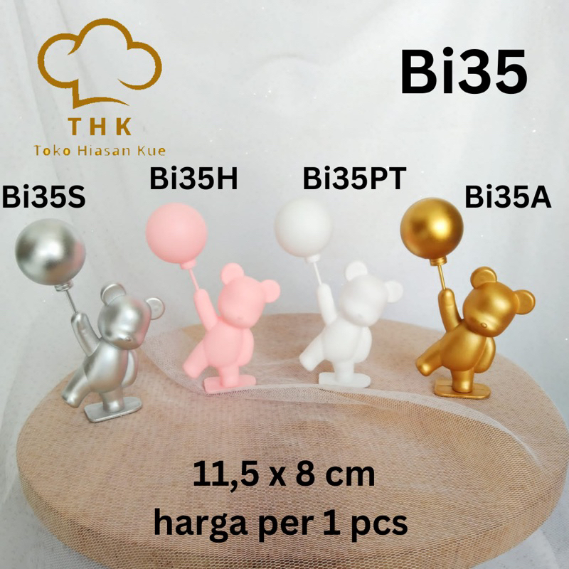 Bi35 - Hiasan Kue Cake Topper Bear Beruang Balon