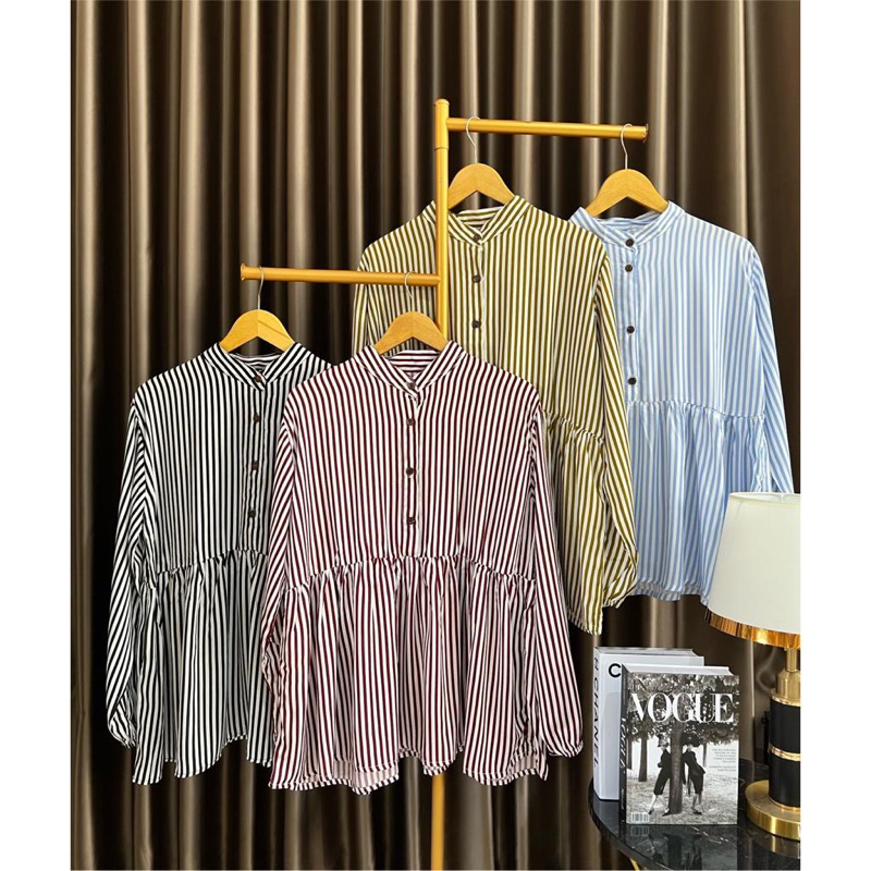 BLOUSE SALUR REMPEL KERAH SANGHAI BAHAN RAYON LD 115 TERBARU