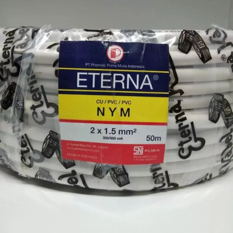ETERNA KABEL LISTRIK NYM 2X1.5 PER 1/2 ROLL ATAU 25METER