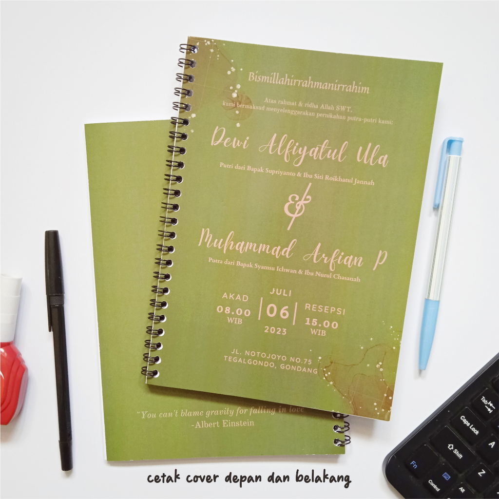 

NOTEBOOK A5 CUSTOM PERNIKAHAN WEDDING SEMINAR SEKOLAH FREE DESAIN